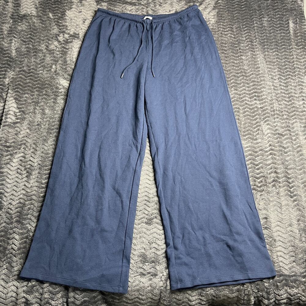 Aritzia Sunday Best Waffle Knit Tie Waist Blue Pant size Large